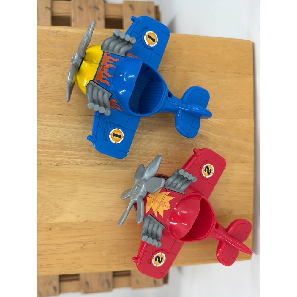 Fisher Price Shake n Go Racers Airplanes Red Blue Propeller Planes Set of 2